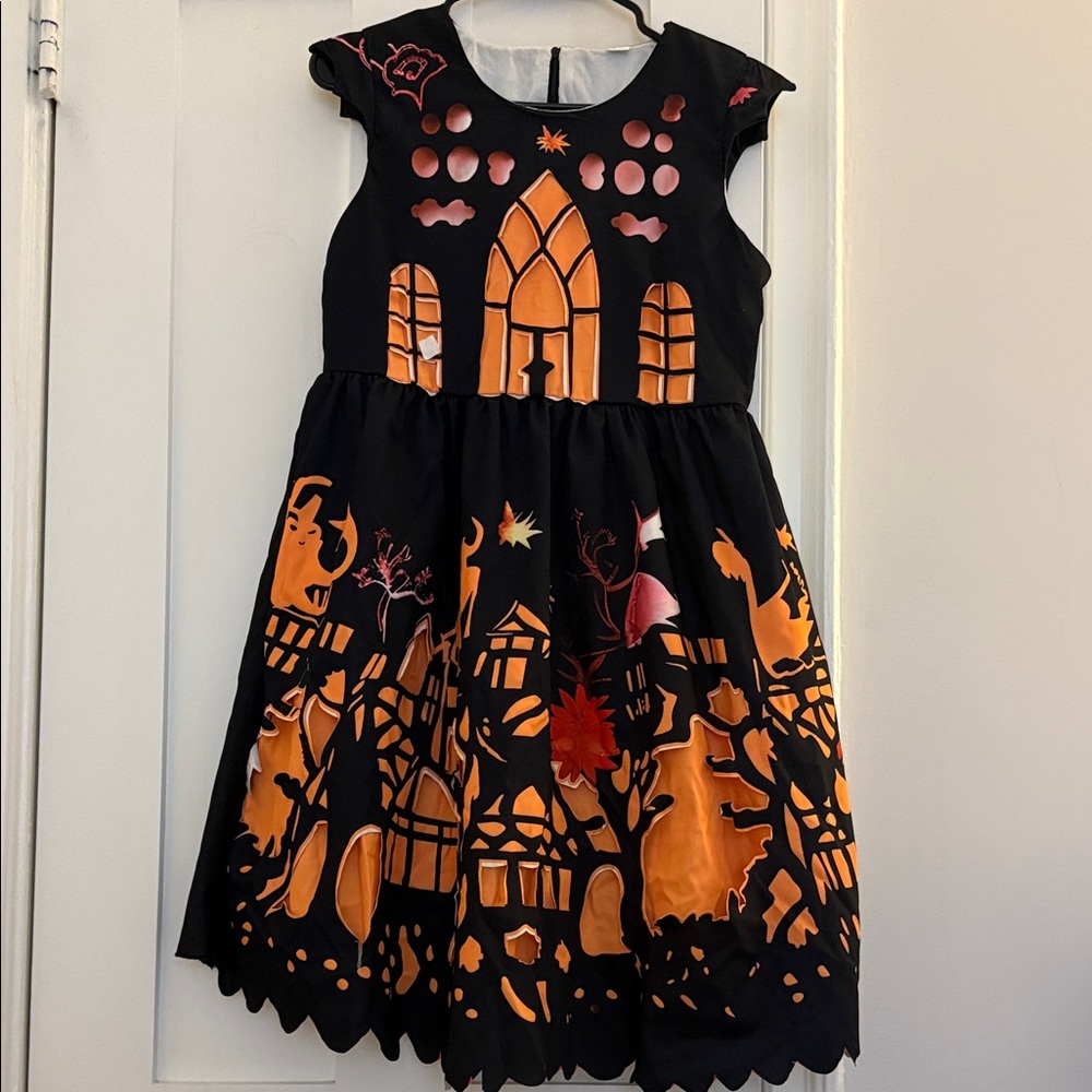 Spooky Halloween Midi Dress - Black and Orange